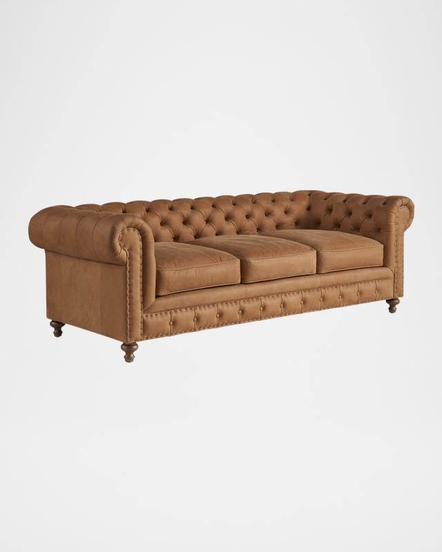 Berkeley Tufted Leather Sofa, 97"